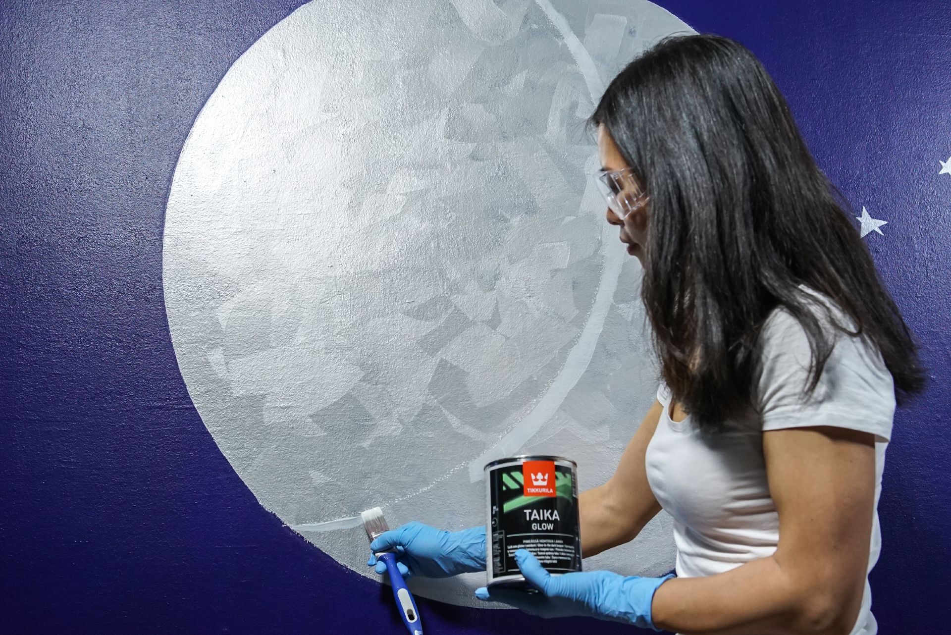 moon painted on wall