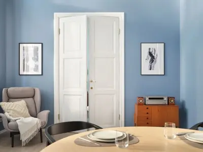 Blue living room wall